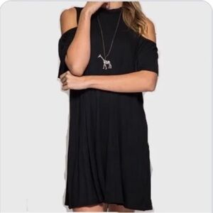 She + Sky Black Shoulder Swing Dress